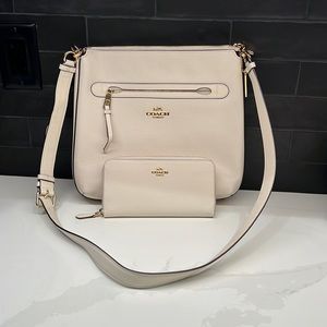 Coach Leather Purse Bag with Wallet - Off White
